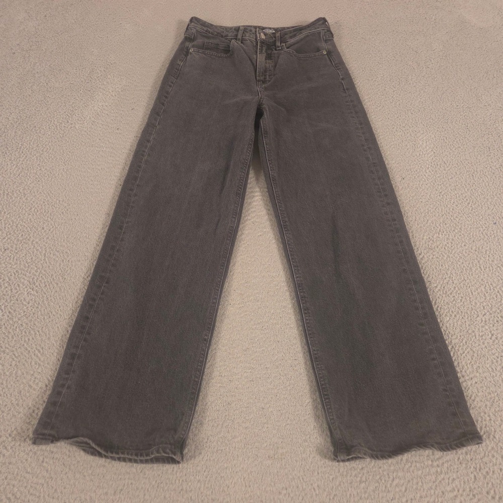 Old Navy Jeans Womens 4 Black Sky-Hi Wide Leg Extra High-Waisted Denim Pockets